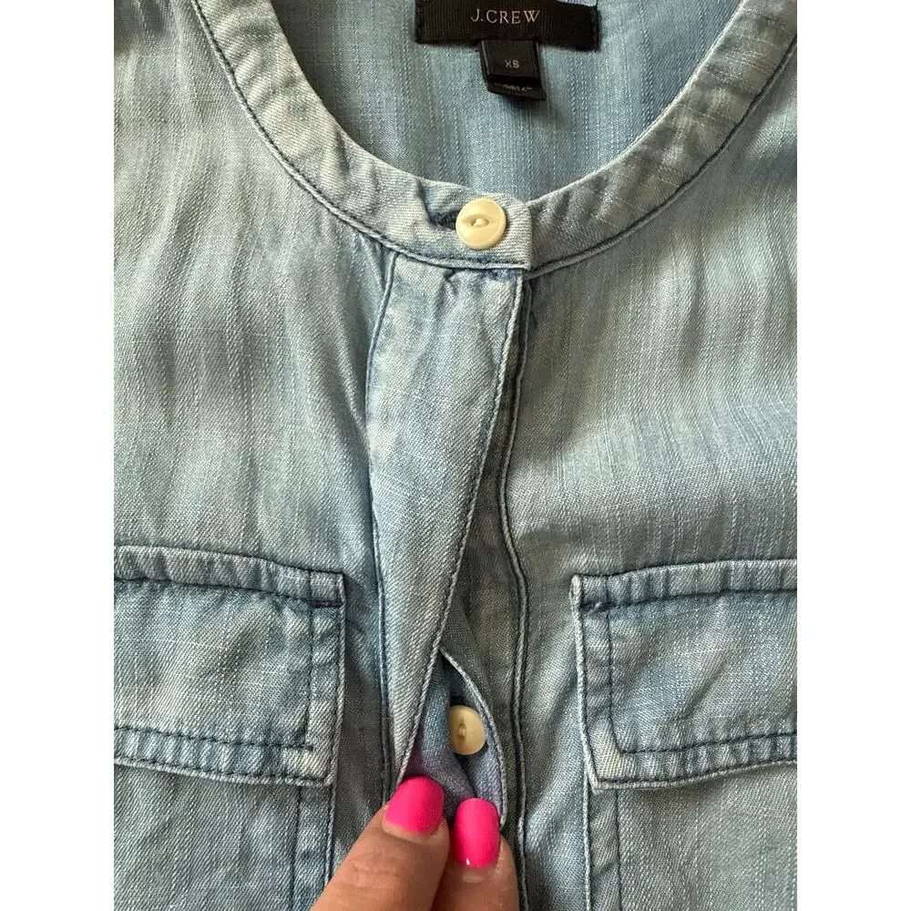 J. Crew‎ Drapey Chambray Shirtdress Blue Size XS